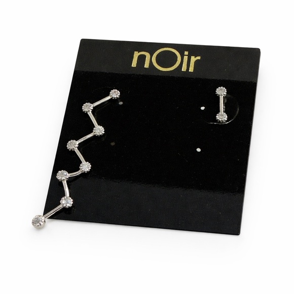 nOir Jewelry Jewelry - nOir Crystal Ear Cuff & Stud Earrings Set | Silver Tone Celestial Climber